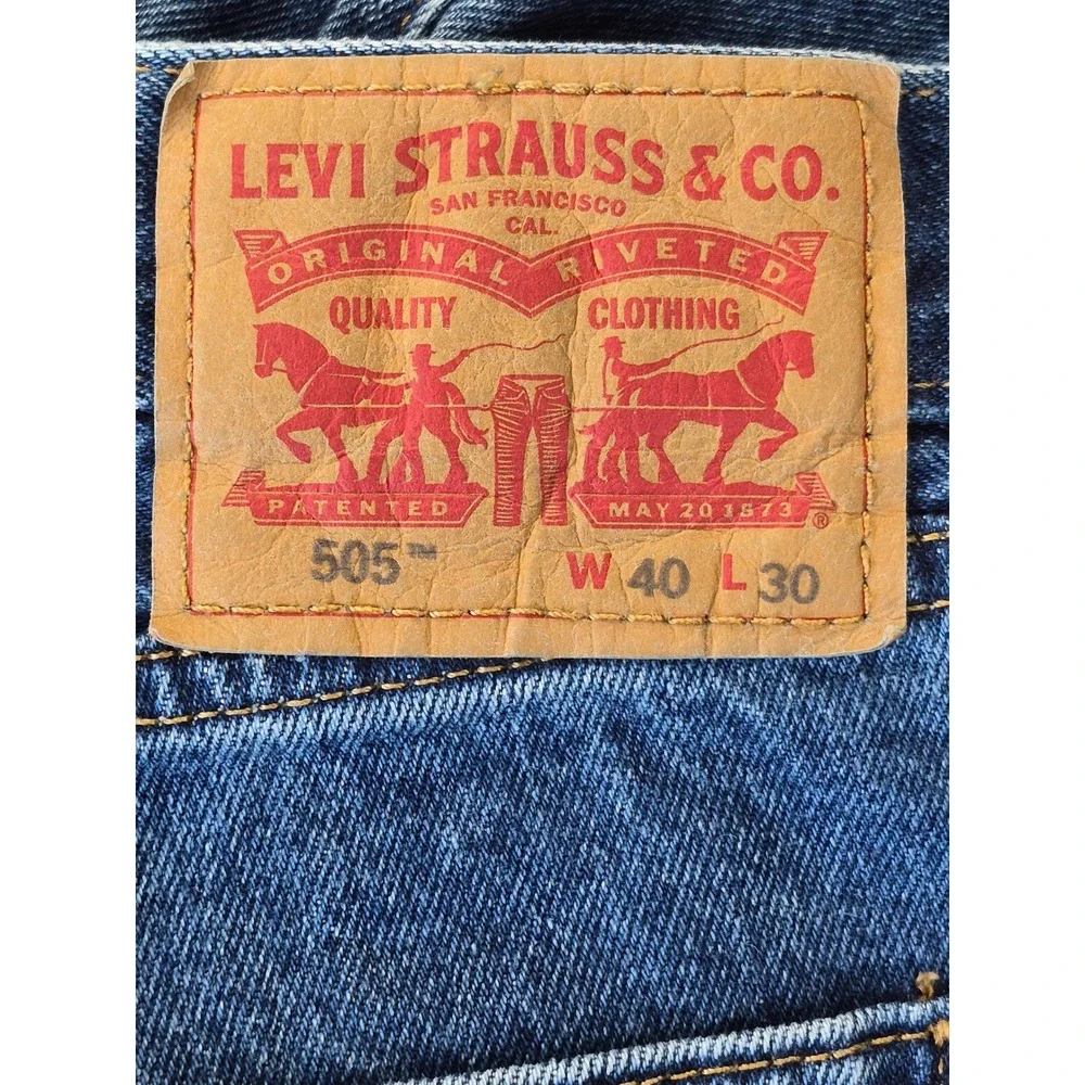 Levis 505 Regular Fit Straight Leg Mens Blue Denim Jeans W40 L30 00505-4886